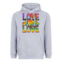 Heather Grey love is love with hearts Heavyweight Hoodie - texasbilliewilder