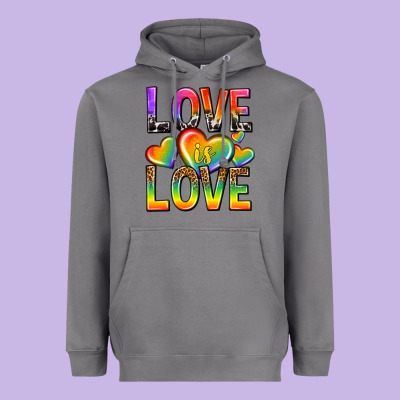 Heavyweight Hoodie love is love with hearts