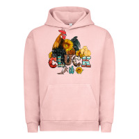 Pigment Salmon cluck it coop animals hen and chick aztec serape leopard Urban Hoodie - Artiststas