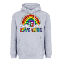 Heather Grey love wins with daisy and heart Heavyweight Hoodie - texasbilliewilder
