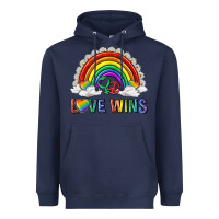 Navy love wins with daisy and heart Heavyweight Hoodie - texasbilliewilder