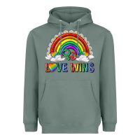 Sage love wins with daisy and heart Heavyweight Hoodie - texasbilliewilder