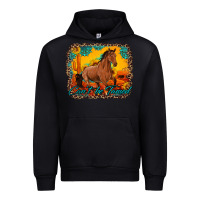 Black can't be tamed horse with sunflowers turquoise gemstone western sunset Urban Hoodie - Artiststas