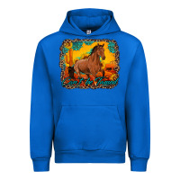 Cobalt can't be tamed horse with sunflowers turquoise gemstone western sunset Urban Hoodie - Artiststas
