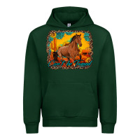 Forest Green can't be tamed horse with sunflowers turquoise gemstone western sunset Urban Hoodie - Artiststas