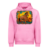 Fuchsia Pink can't be tamed horse with sunflowers turquoise gemstone western sunset Urban Hoodie - Artiststas