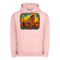 Pigment Salmon can't be tamed horse with sunflowers turquoise gemstone western sunset Urban Hoodie - Artiststas