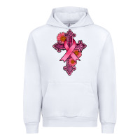 White breast cancer cross Urban Hoodie - AdoDesignShop