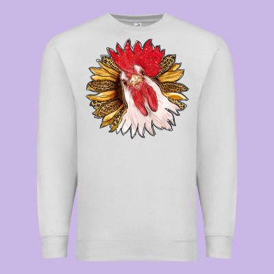 Sunflower With Rooster Premium Sweatshirt Designed By Ranaportraitstore