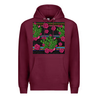 Burgundy mexican rose and cactus seamless pattern Premium Hoodie - BundleAndBundleShop