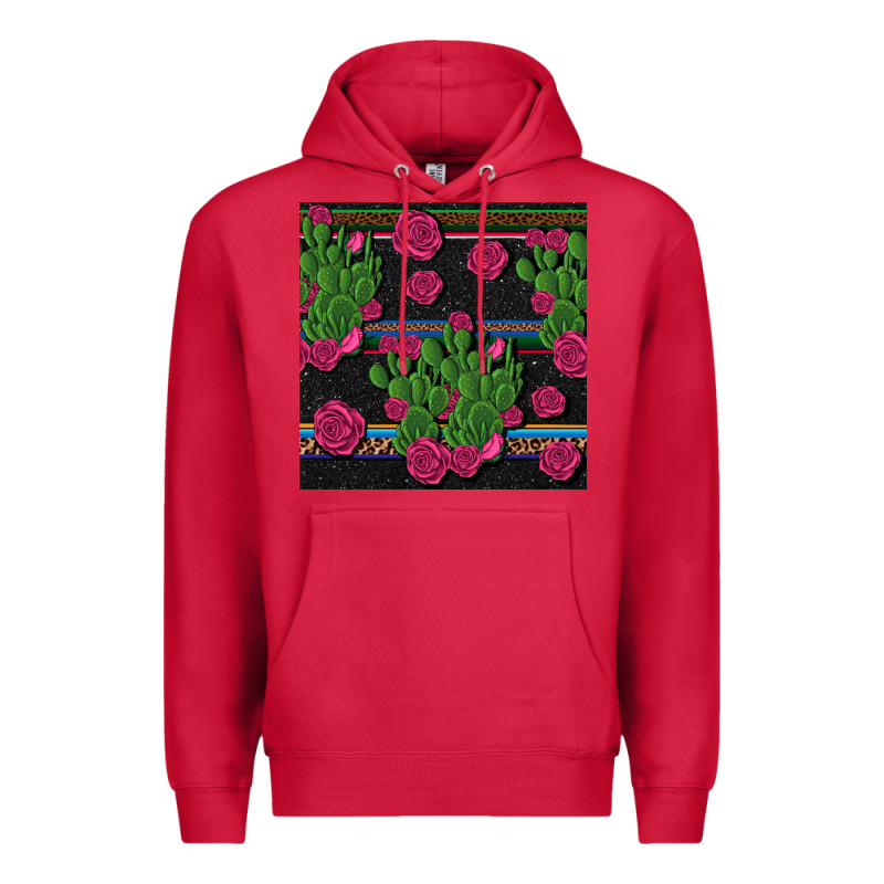 Mexican Rose And Cactus Seamless Pattern Premium Hoodie by BundleAndBundleShop | Teevron