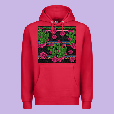 Mexican Rose And Cactus Seamless Pattern Premium Hoodie Designed By Bundleandbundleshop