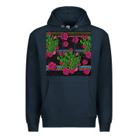 Navy mexican rose and cactus seamless pattern Premium Hoodie - BundleAndBundleShop