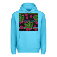 Ocean Blue mexican rose and cactus seamless pattern Premium Hoodie - BundleAndBundleShop