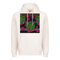 Pale Pink mexican rose and cactus seamless pattern Premium Hoodie - BundleAndBundleShop