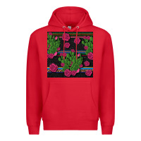 Red mexican rose and cactus seamless pattern Premium Hoodie - BundleAndBundleShop