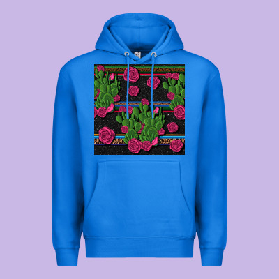 Mexican Rose And Cactus Seamless Pattern Premium Hoodie Designed By Bundleandbundleshop