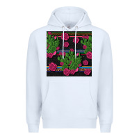 White mexican rose and cactus seamless pattern Premium Hoodie - BundleAndBundleShop