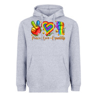 Heather Grey peace love equality Heavyweight Hoodie - texasbilliewilder