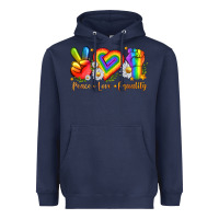 Navy peace love equality Heavyweight Hoodie - texasbilliewilder