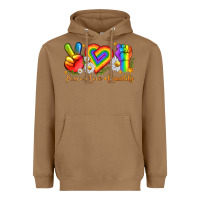 Toasted Coconut peace love equality Heavyweight Hoodie - texasbilliewilder