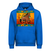 Cobalt western sunset galloping horse sunflower Urban Hoodie - Artiststas