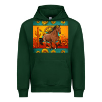 Forest Green western sunset galloping horse sunflower Urban Hoodie - Artiststas