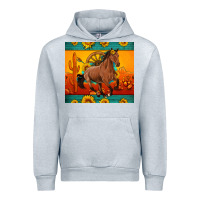 Heather Grey western sunset galloping horse sunflower Urban Hoodie - Artiststas