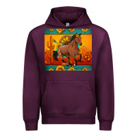 Mauve Wine western sunset galloping horse sunflower Urban Hoodie - Artiststas