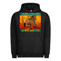 Pigment Black western sunset galloping horse sunflower Urban Hoodie - Artiststas