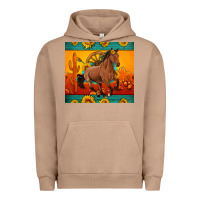 Pigment Burro western sunset galloping horse sunflower Urban Hoodie - Artiststas