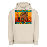 Pigment French Oak western sunset galloping horse sunflower Urban Hoodie - Artiststas