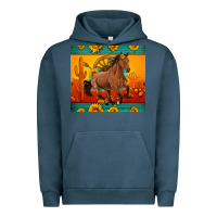 Pigment Midnight Navy western sunset galloping horse sunflower Urban Hoodie - Artiststas