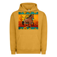Pigment Peanut Butter western sunset galloping horse sunflower Urban Hoodie - Artiststas