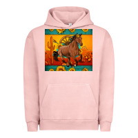 Pigment Salmon western sunset galloping horse sunflower Urban Hoodie - Artiststas
