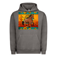 Pigment Tornado western sunset galloping horse sunflower Urban Hoodie - Artiststas