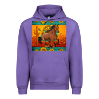 Tulip western sunset galloping horse sunflower Urban Hoodie - Artiststas