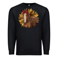 Black sunflower with horse Premium Sweatshirt - RanaPortraitStore