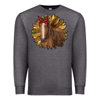 Charcoal Heather sunflower with horse Premium Sweatshirt - RanaPortraitStore