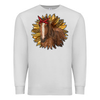 Dove Grey sunflower with horse Premium Sweatshirt - RanaPortraitStore