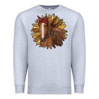 Heather Grey sunflower with horse Premium Sweatshirt - RanaPortraitStore