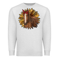Oatmeal Heather sunflower with horse Premium Sweatshirt - RanaPortraitStore