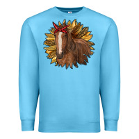 Ocean Blue sunflower with horse Premium Sweatshirt - RanaPortraitStore