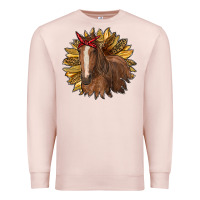 Pale Pink sunflower with horse Premium Sweatshirt - RanaPortraitStore