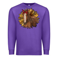 Purple sunflower with horse Premium Sweatshirt - RanaPortraitStore