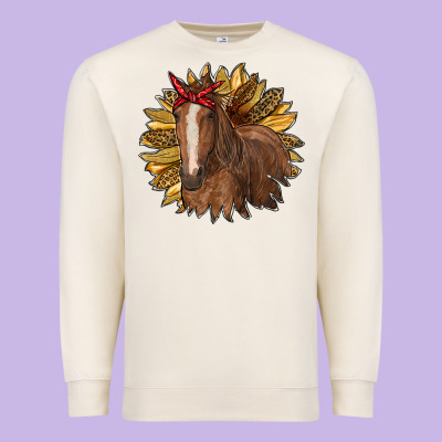 Sunflower With Horse Premium Sweatshirt Designed By Ranaportraitstore