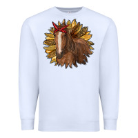 White sunflower with horse Premium Sweatshirt - RanaPortraitStore