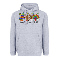 Heather Grey peace love pride Heavyweight Hoodie - texasbilliewilder