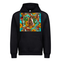 Black sunflowers and cactus horses turquoise aztec leopard background Urban Hoodie - Artiststas