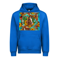 Cobalt sunflowers and cactus horses turquoise aztec leopard background Urban Hoodie - Artiststas